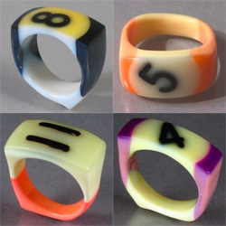 Hand Carved Pool Ball Rings