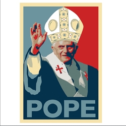 ANIMAL created this limited edition "POPE" print, a parody of Shepard Fairey's "HOPE" print for Obama. They will be released in editions of 666.