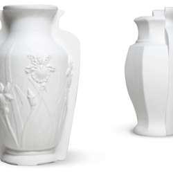 The Bootleg vase is innovative and modern with its to faced- look. 2 traditional plaster casts has been cut and pasted together to creating something modern and absolutely beautiful.
