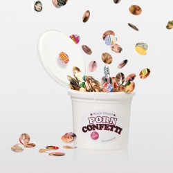 This confetti is not for your next kids birthday party. It's made of ... let's say adult literature.
