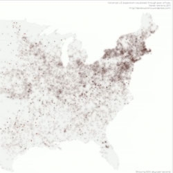 Derek Watkins' posted: Visualizing US expansion through post offices from 1700 to 1900.