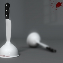 I´m trying to aggregate the behaviorist values of famous objects, cognitive motions, collective memories to everyday, ordinary products. This is the first  of a series of concepts called Collective Memories in ID. 
This plunger is obviously inspired by Alfred Hitchcock, Psycho, from 1960.