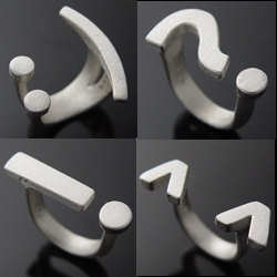 Punctuation mark rings, by Chao & Eero.