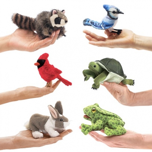 Folkmanis Finger Puppets - an adorable favorite from infancy to toddlerhood and beyond. We also love them for car and travel because they are small, interactive and projectile-safe! (Also highly recommend the raccoon in a trashcan hand puppet.)
