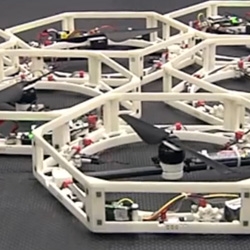Researchers from ETH Zurich have created the Distributed Flight Array which are modular robotic copters that are linked physically by magnets and electronically by push-pin connections.   