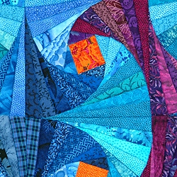 As close as a fabric can come to a painting, quilt maker Valerie Page uses the Fibonacci technique to its full extent in this gorgeous and laboriously made quilt.