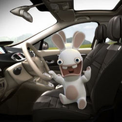 An original endorsement with the video game icons Raving Rabbids, becoming the stars of a new advertising series for a Renault car!