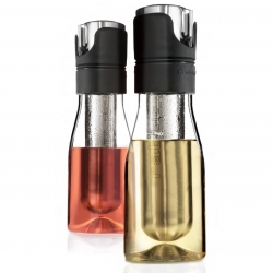 The Rabbit Wine Chilling Carafe is a glass and stainless steel vessel designed to chill and serve beverages without diluting them with melted ice. 