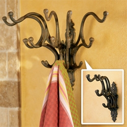 Victoriana Iron Coat Hook - 5-prong, 15-hook coat rack ~ love how versatile it is, from accommodating 15, to 3...