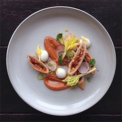 Chef Jacques La Merde is an amazing instagram that is ALL about the plating... of junk/processed foods! (Yes, those are Hot Pockets with Hidden Valley Bacon Ranch spheres.)