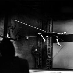 Clic Gallery's "Line Up: Rigging Knots and Glimpses of a Master Class" focuses on Philippe Petit, who not just a tight rope balacing act, but also street juggler, lock-picker, sketcher and bullfighter.