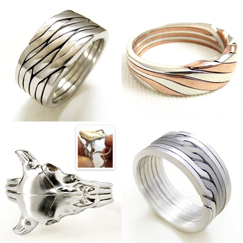 The Puzzle Ring Maker - a vast collection of unique, surprisingly wearable puzzle rings. They range from 2-8 links. One design even features a bison skull. Fascinating to watch the assembly videos of the various designs.