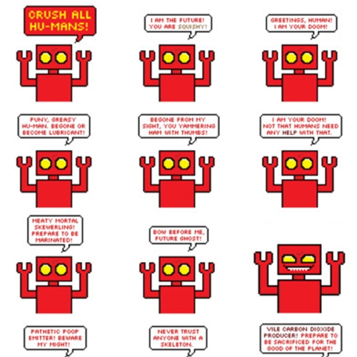 Crush All Humans! rstevens made iOS stickers with NOTCOT favorite - Red Robot from Diesel Sweeties!