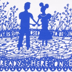 Papercut wizardry from London-based artist Rob Ryan, given the tea towel treatment by ToDryFor.com