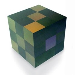 Based on the original Rubik's cube, this sidetable consists of the same colour special acrylic plates that change color when viewed from different angles.