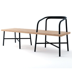 Sam Hecht's 'Table, Bench, Chair'  for Luminaire. Three versions of  the elegant 'Table, Bench, Chair' are available; a chair, bench and love seat.
