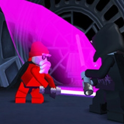 It's not really Xmas until Santa shows off his jedi lego powers... is it bad i want lego star wars MORE b/c of this? At the Mos Eisley Cantina,use the codes: CL4U5H (for outfit) and TYH319 (for white beard)