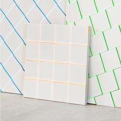 MUT Design Scales Wall Tiles mimic the reflective quality of fish scales. The color on the rear side tinges the white surface of every piece once they get together. That’s SCALES! 