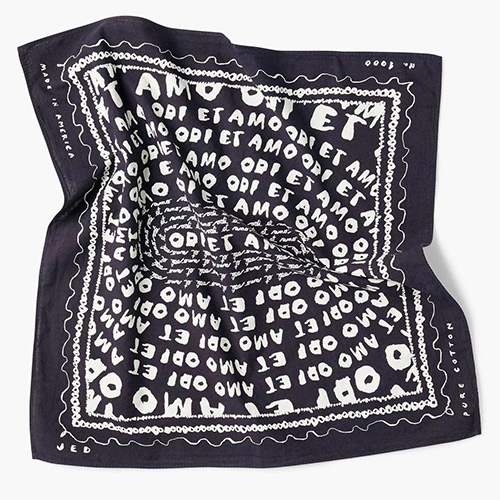 JED “Odi et Amo” Bandana - Latin quote from the roman poet Catullus meaning "I hate and I love." Available in navy blue and jet black