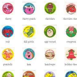 WOW. Incredible roundup of those Scratch and Sniff stickers from when i was a kid... i totally had that crab one! 