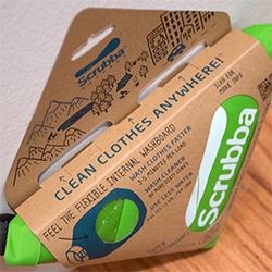 The Scrubba - it's like a fancy dry sack washing machine that is 2x effective as hand washing… with fun illustrative packaging!