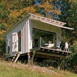'The Shack at Hinkle Farm', an ultra-minimalist getaway cabin built from off-the-shelf materials. I want one just like it!