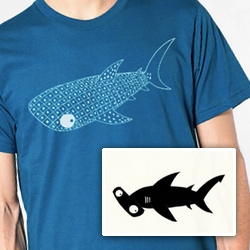 Indy Plush has the cutest whale shark and hammerhead shark tshirt graphics!