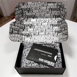 Shu Uemura Art of Hair ~ LOVE the custom box they ship in! Sealed with custom packing tape and tissue paper too! Lovely black and white unboxing experience!
