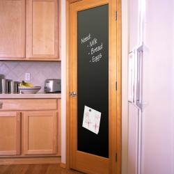 Absolutely fantastic idea from Simpson doors, they are magnetic chalkboard doors. Write on them, stick magnets to them, let your kids have fun writing on your door.
