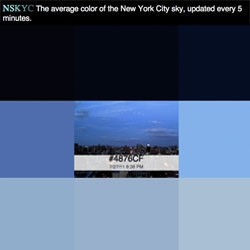NskYC ~ every 5 minutes this site takes a pic of the NYC sky and creates the average color.