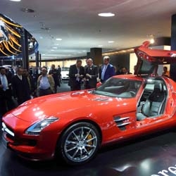 The unveiling of the Mercedes SLS AMG at the Frankfurt Auto Show. 