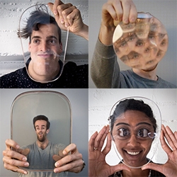 Smaller & Upside Down is a collection of 3D-printed lenses that distort views of faces. Created by Max Hawkins and Robb Godshaw.