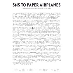 Christian Groß turns his SMS messages to and from his long distance girlfriend into paper airplanes.