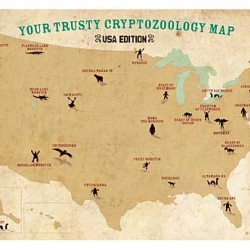 Cryptids of The United States. Did you know you might have a Skunk Ape—or is it Batsquatch—in your backyard? Don’t be confused! Now with your trusty cryptozoology map you will be able to identify and place these rare creatures.