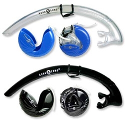 Aqua Lung Nautilus Travel Snorkel ~ made completely of silicon, you can curl it up, pop it in the case, and slip it in your BC pocket when scuba diving!