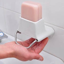 Soap Flakes dispensers by Nathalie Staempfli shave off little pieces from bars of soap so you don't have to touch the bar. Much more eco-friendly than plastic liquid soap containers, too.