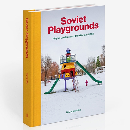 Soviet Playgrounds by Zupagrafika "documents the mass-produced, yet diverse play equipment installed in the communal spaces of socialist-era housing estates, such as rocket slides and earth-shaped climbers, spaceships and animal-themed ladders"