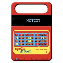 Wow Kevin Stonge turned the old texas instruments' Speak & Spell from when we were kids into a flash game! Too bad he didn't use a real picture for the main image...