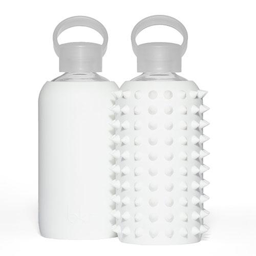 SPIKED BKR Water Bottles! The same glass bottles with plastic cap and silicone sleeve... but with a silicone spiked sleeve. Available in a rainbow of colors.