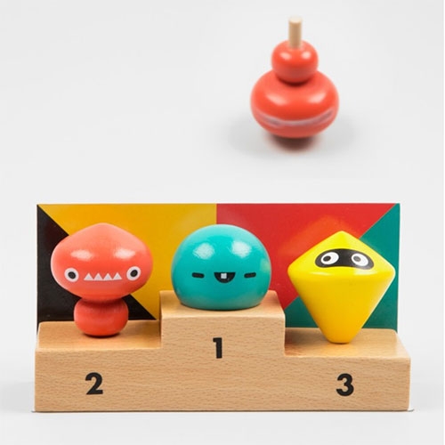 PA Design Olympiad trio of wooden Spinning Tops