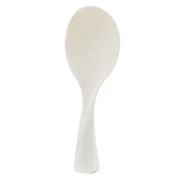 Standing Rice Scoop - designed by Tatsu Syamoji, 2009 - This rice scoop has an embossed surface to prevent sticking, an ultra-thin edge for smooth mixing, and an easy-grip handle