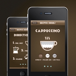 A gorgeous new iPhone app all about coffee and espresso. Nice illustrations of cappuccinos, mochas, and other drinks.