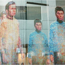 Visit Microsoft's Studio D in Washington and you will come face to face with some of your favorite Star Trek characters.  This amazing art work is rendered from translucent beads by Devorah Sperber.