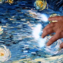 Starry Night Interactive by Petros Vrellis is a beautiful twist on the Van Gogh classic. Using a touchscreen and some clever openFrameworks code, this project turns his strokes into awesome new-media!