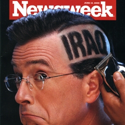 Stephen Colbert's shaved head graces this week's issue of Newsweek. Colbert was invited to be the magazine's first guest editor...