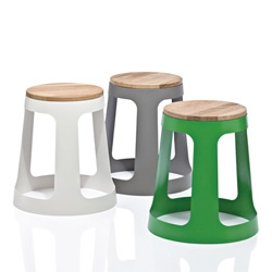The Gueststool by Mathias Hahn is adorable! I love the green ~ and the contrast of the metal base and wood seat... and they are stackable!