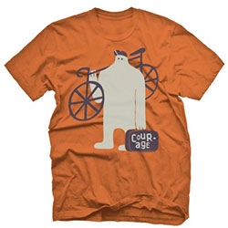 Endurance Conspiracy "Suitcase of Courage" t-shirt ~ Famous cycling commentator, Phil Liggett, known for his colorful "Liggettism's", provided the inspiration for this tee. "He really had to dig into his suitcase of courage today..."
