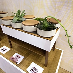 Console O from JiB design - a fun tray based side table filled with little pots for plants, knick knacks, and just about anything else you can come up with!