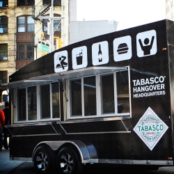 Tabasco Hangover Headquarters: a special-edition food truck serving a Tabasco-infused menu by Laurent Tourondel of BLT Market. Opens today parallel to the Charging Bull on the east side of Broadway in downtown NYC, 12-2.