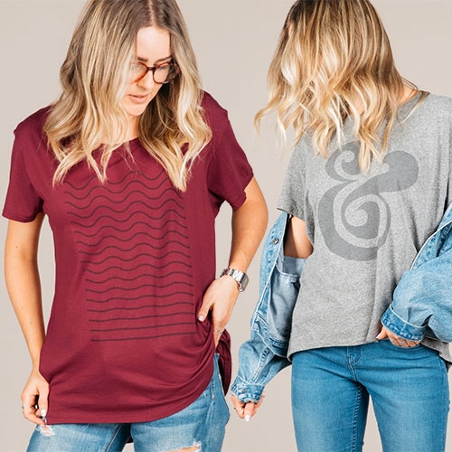 Ugmonk now has ladies tees! And unlike your usual graphic tees, these are custom cut sewn and dyed in LA out of ultra soft 50% modal/50% cotton with a wide scoop neck and rounded bottom hem.